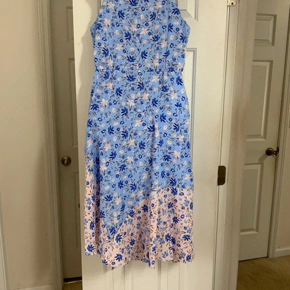 VINCE CAMUTO BLUE MULTICOLORED DRESS. SIZE- 10P - Picture 5 of 10